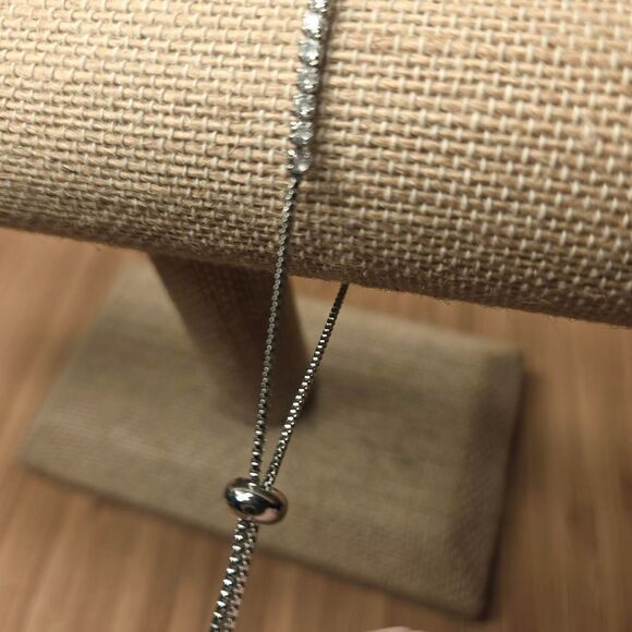 Pull toggle bracelet silver and cubic zircon  flower design - Picture 7 of 8